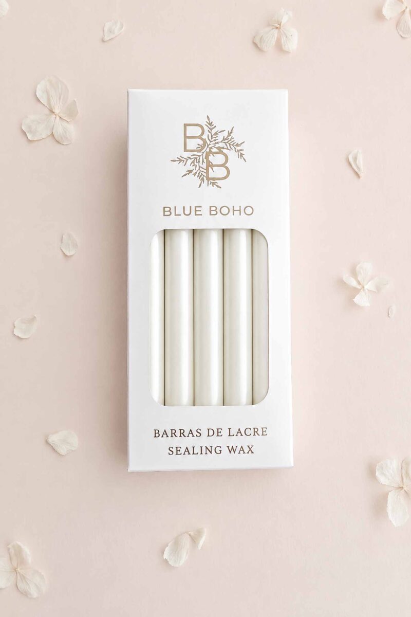 Pack de 5 barras de lacre Blanco Perlado para pistola de lacre Blue Boho