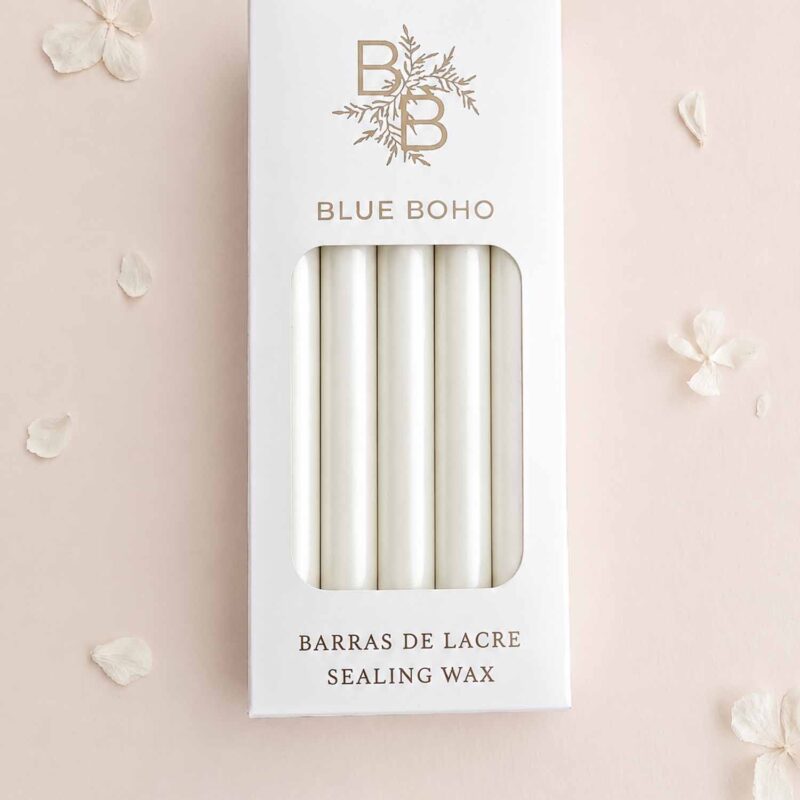 Pack da 5 barrette di ceralacca Bianco Perlato per pistola per ceralacca Blue Boho