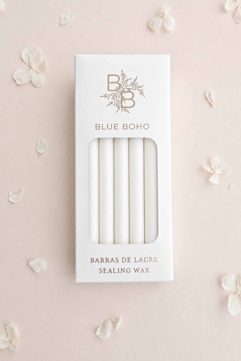 Pack da 5 barrette di ceralacca Bianco Opaco per pistola per ceralacca Blue Boho