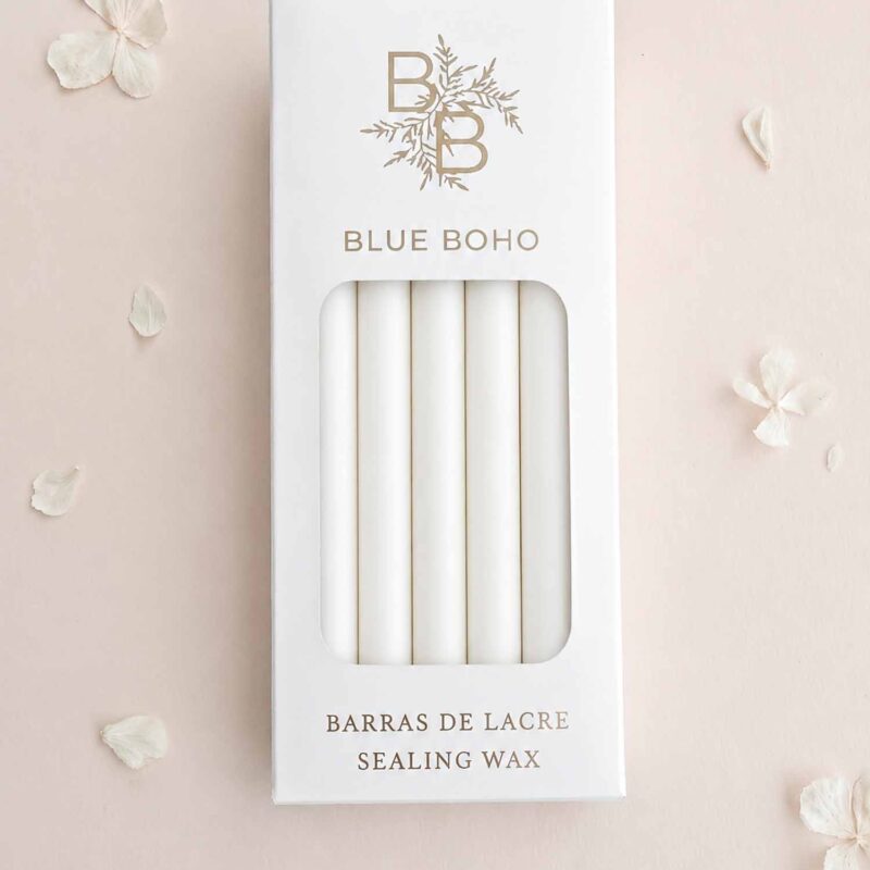 Pack da 5 barrette di ceralacca Bianco Opaco per pistola per ceralacca Blue Boho