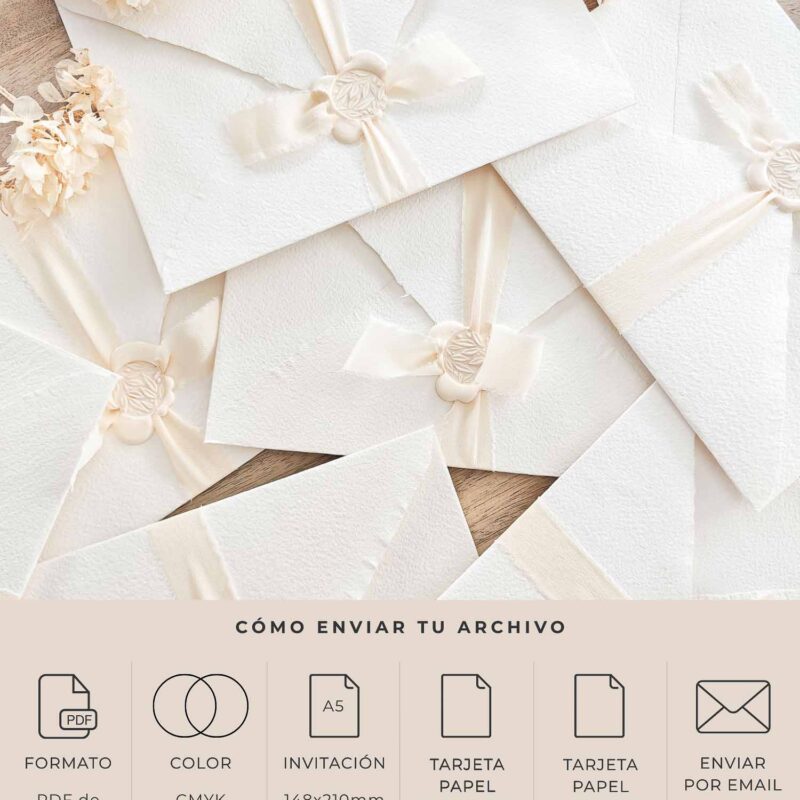 Instrucciones para enviar el archivo de impresión de invitaciones de boda