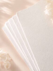 Papel artesanal blanco para imprimir invitaciones de boda en Blue Boho