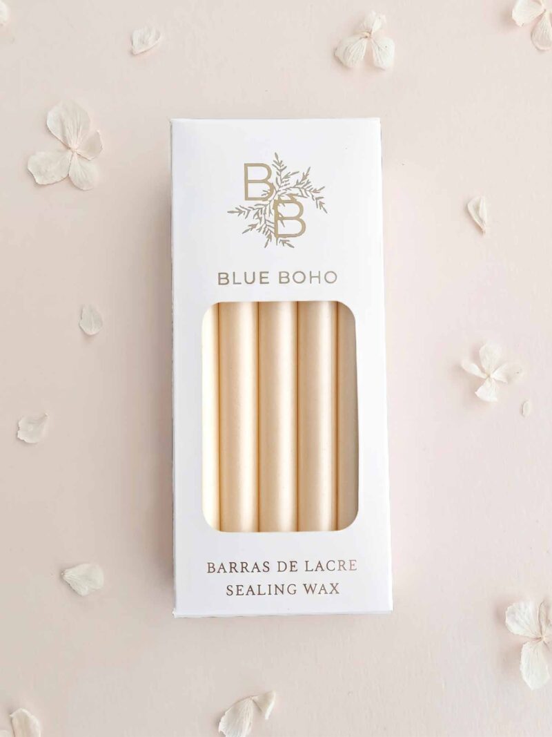 Pack de 5 barras de lacre Marfil Perla para pistola de lacre Blue Boho