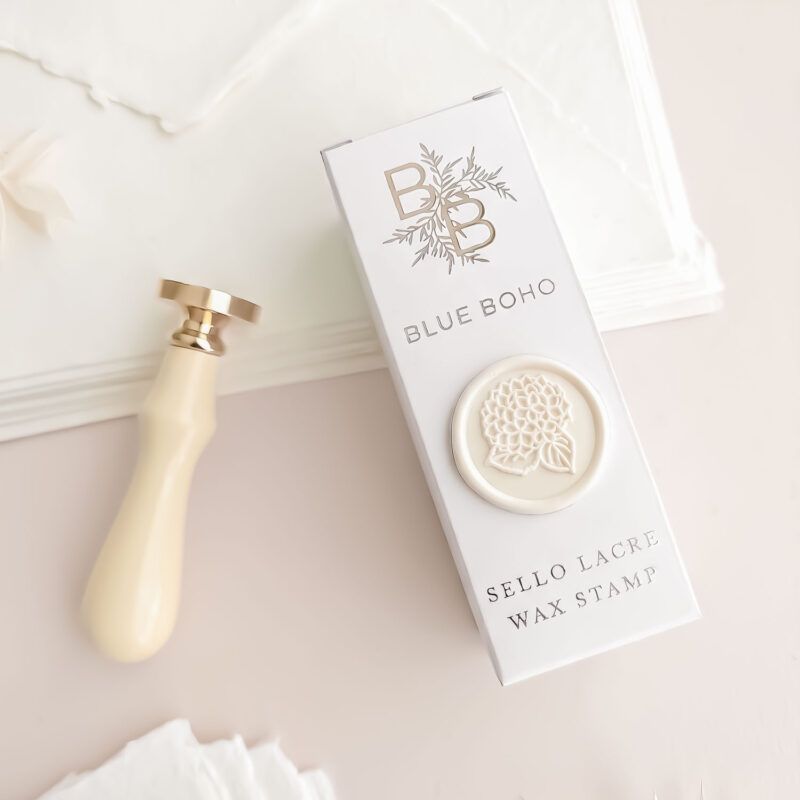 Sello de lacre Blue Boho con mango marfil mate