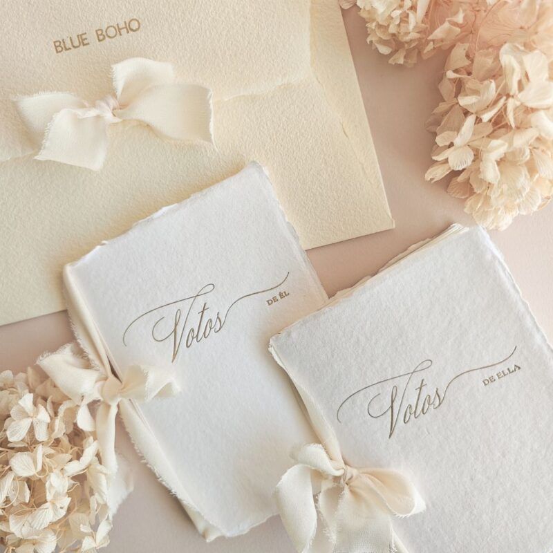 Set de Tarjetas de Votos – Papel Artesanal & Foil Oro