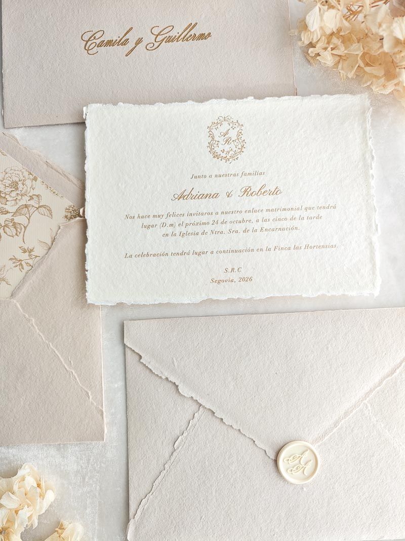 Invitación de boda papel artesanal - Adriana
