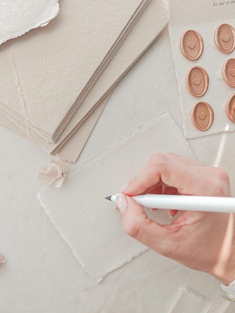 tarjeta de papel artesanal blanco para escribir agradecimientos a mano