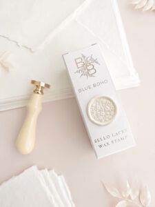 Sello de lacre Blue Boho con mango marfil mate