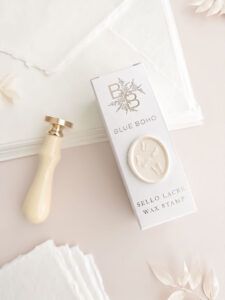 Sello de lacre Blue Boho ovalado con mango marfil mate
