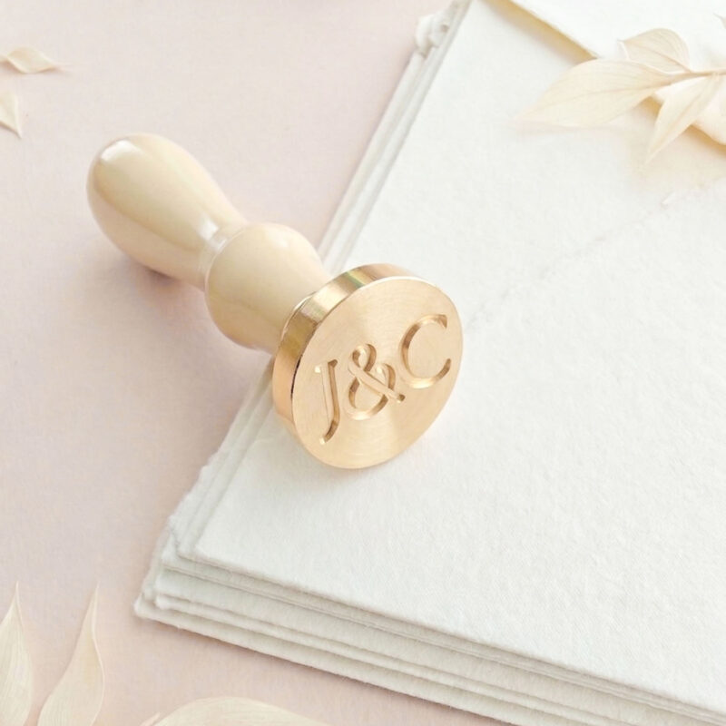 Partecipazione di matrimonio con timbro ceralacca iniziali personalizzato