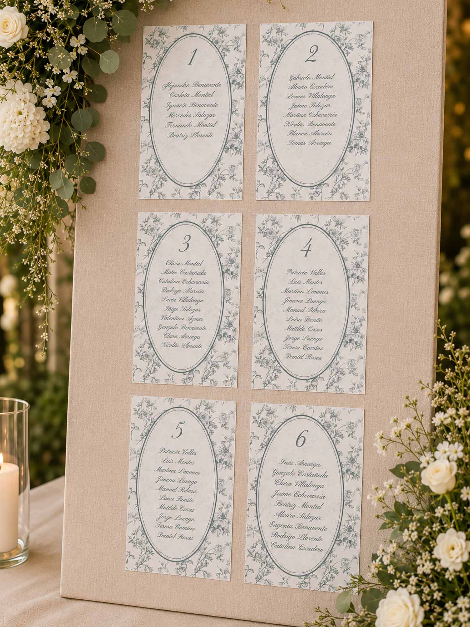 Seating plan y número de mesa Elodie en papel verjurado