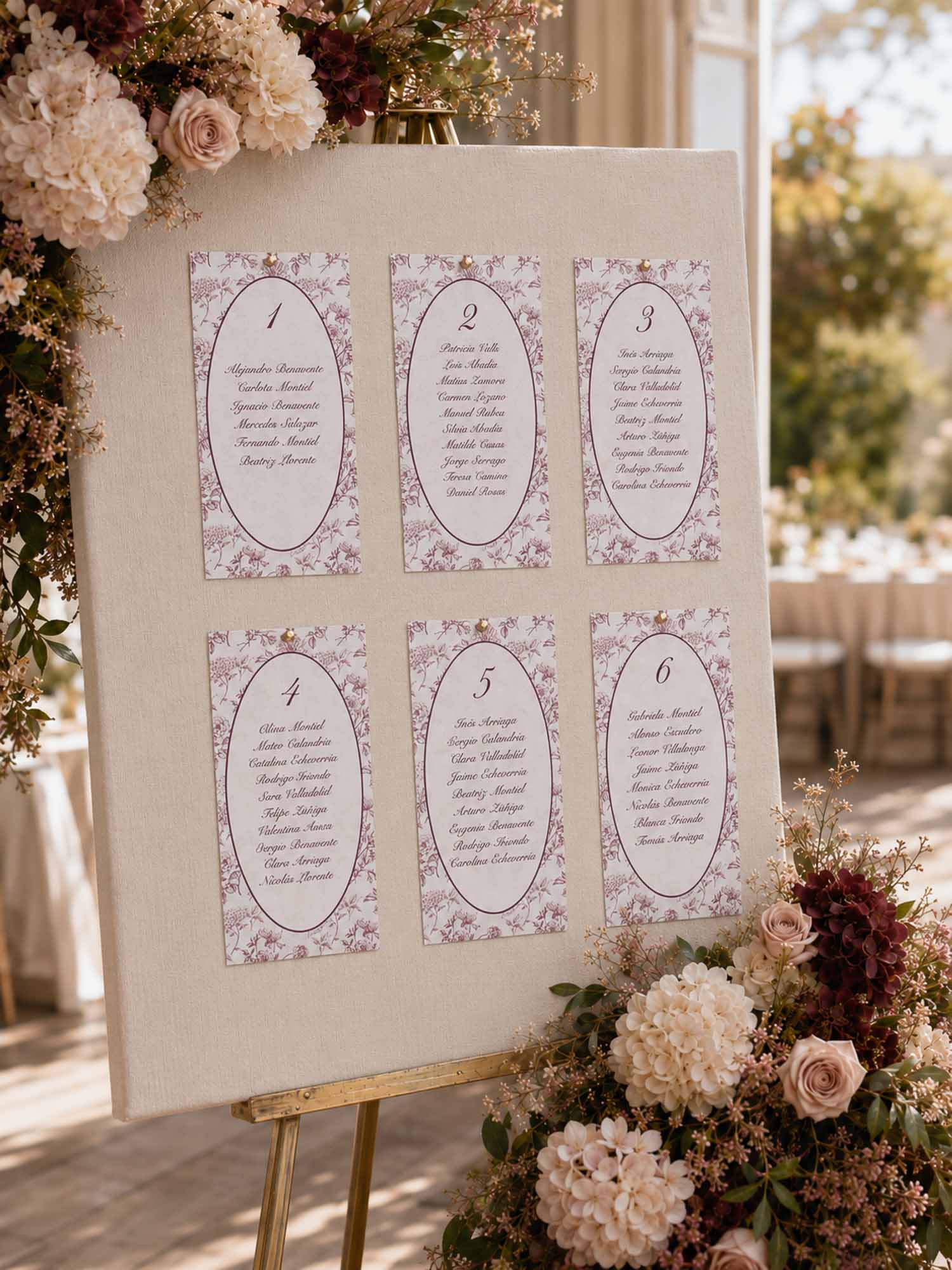 Seating plan y número de mesa floral Elodie Burdeos